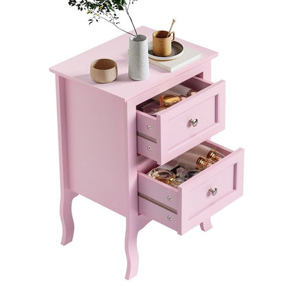 Table de chevet style campagnard à deux tiroirs - Lot de 2