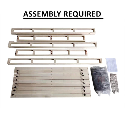 Sommier à ressorts en bois massif CraftPorch de 5 pouces avec lattes en bois et revêtement en lin gris chaud