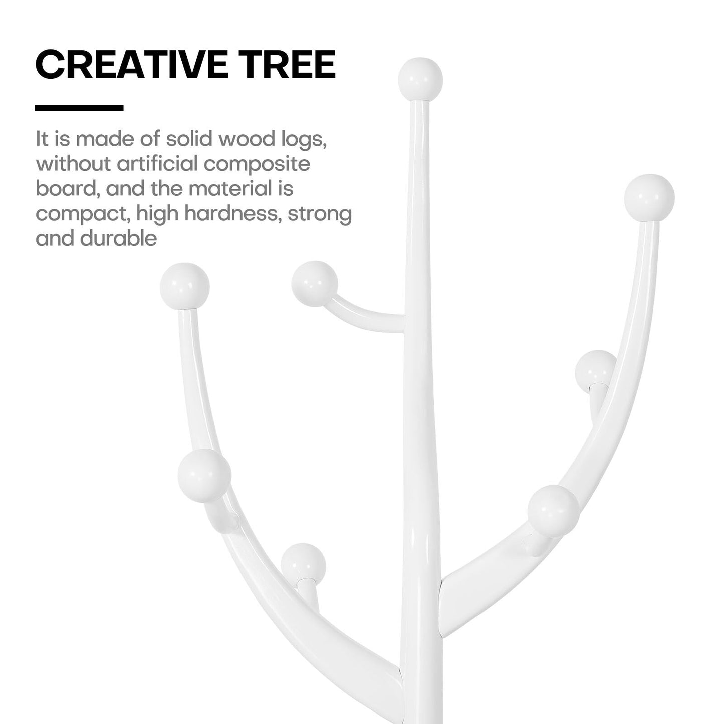 Porte-manteau autoportant en bois d'hévéa avec 8 crochets - 24,5 cm (L) x 70,87 cm (H)