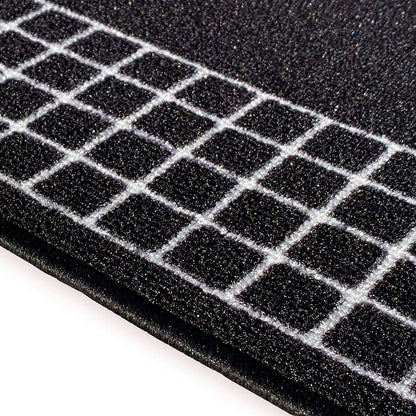 Tapis de couloir contemporain antidérapant à bordure à carreaux, 66 cm de large