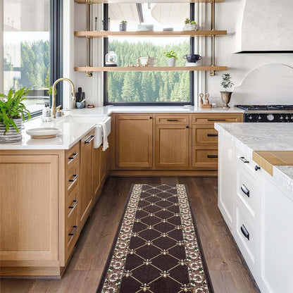 Tapis d'escalier antidérapant Fleur de Lys sur mesure de 66 cm de large