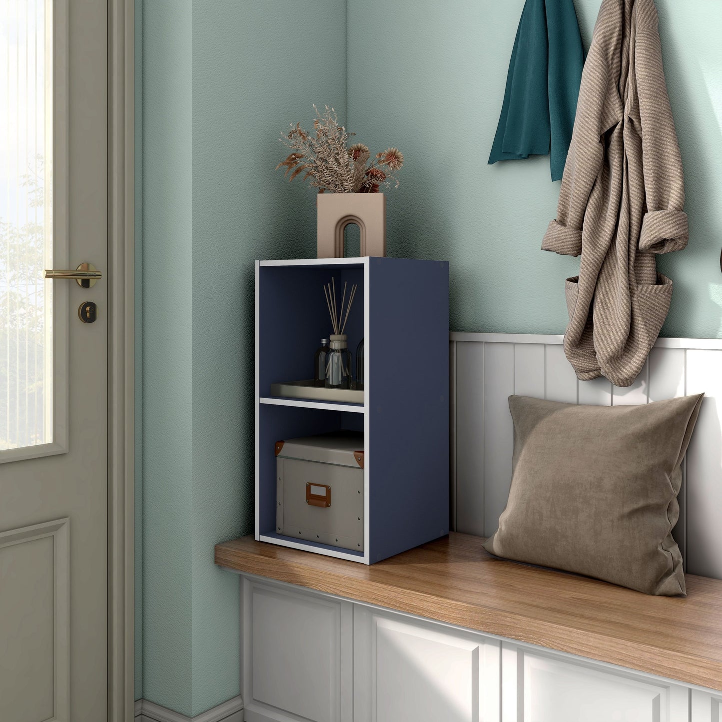 DH BASIC Système de rangement moderne en bois personnalisable et empilable - Étagères cubiques, armoire à tiroirs, bibliothèque avec portes par Denhour