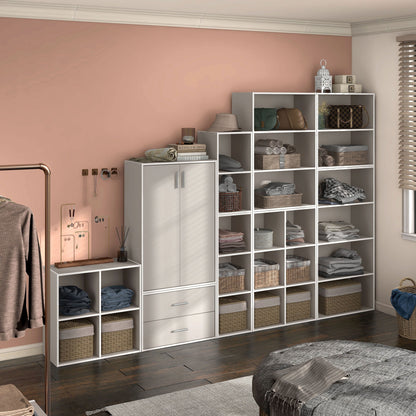 DH BASIC Système de rangement moderne en bois personnalisable et empilable - Étagères cubiques, armoire à tiroirs, bibliothèque avec portes par Denhour