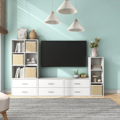 DH BASIC Système de rangement moderne en bois personnalisable et empilable - Étagères cubiques, armoire à tiroirs, bibliothèque avec portes par Denhour