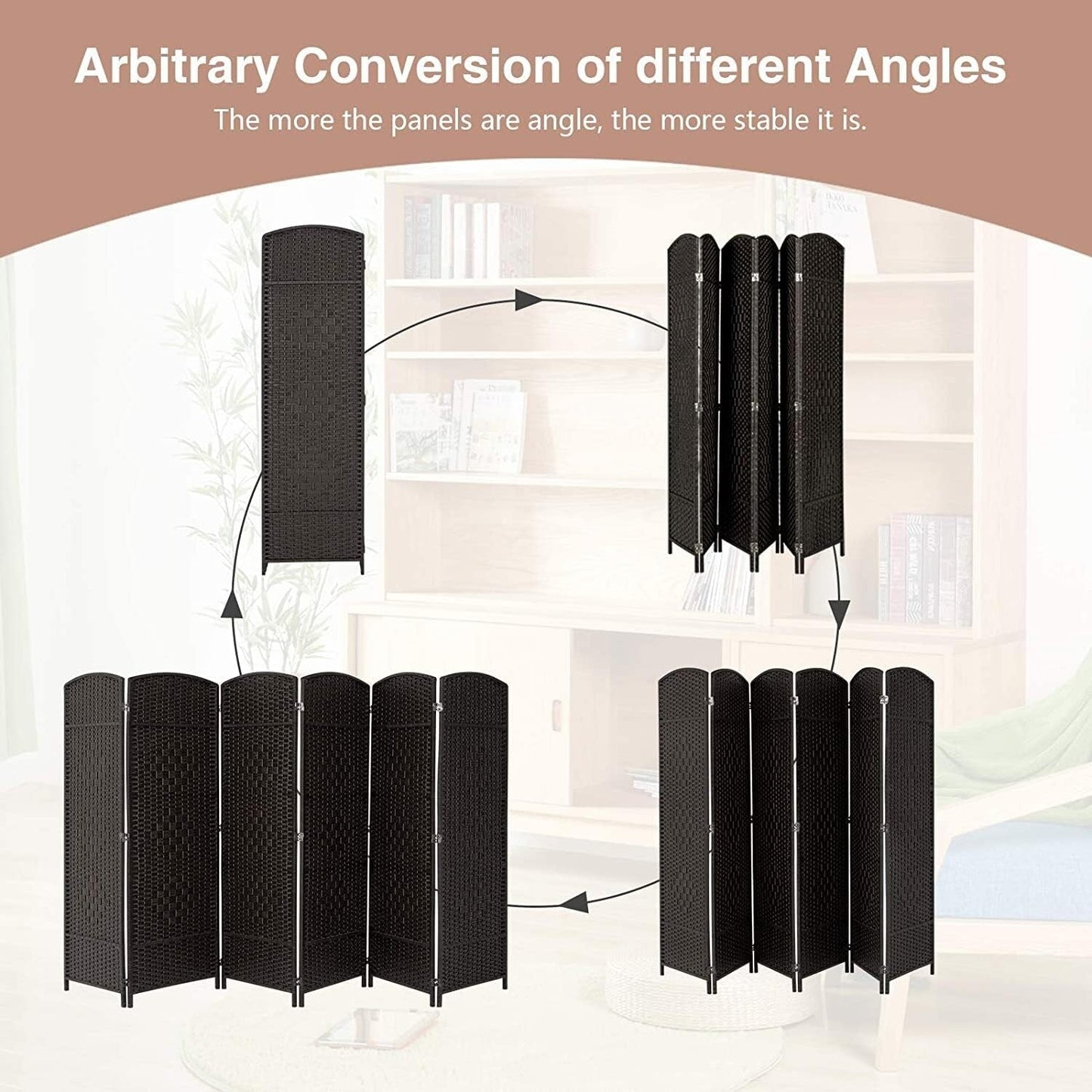 Paravent pliable autoportant en fibre tissée de 1,83 m de haut