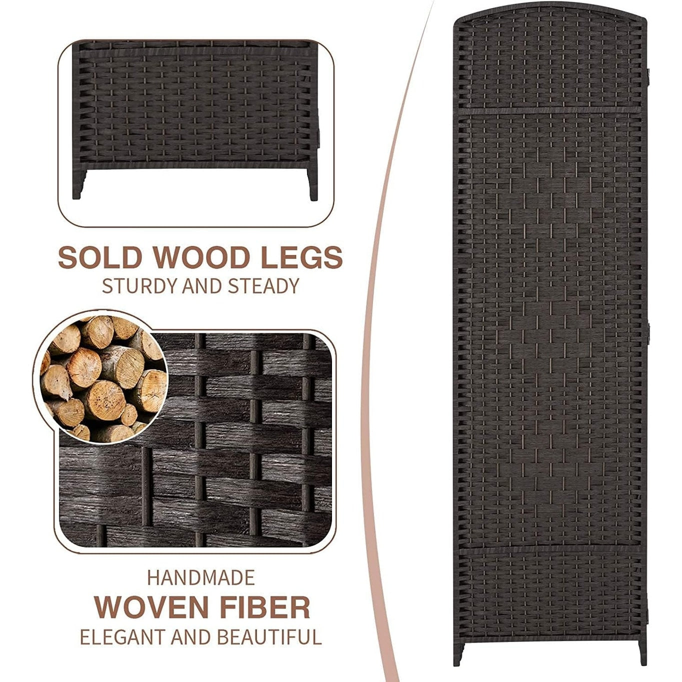 Paravent pliable autoportant en fibre tissée de 1,83 m de haut