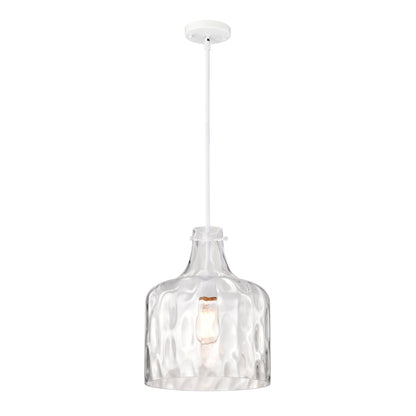 Suspension Daelan en verre transparent alvéolé à une lumière - 30,5 cm