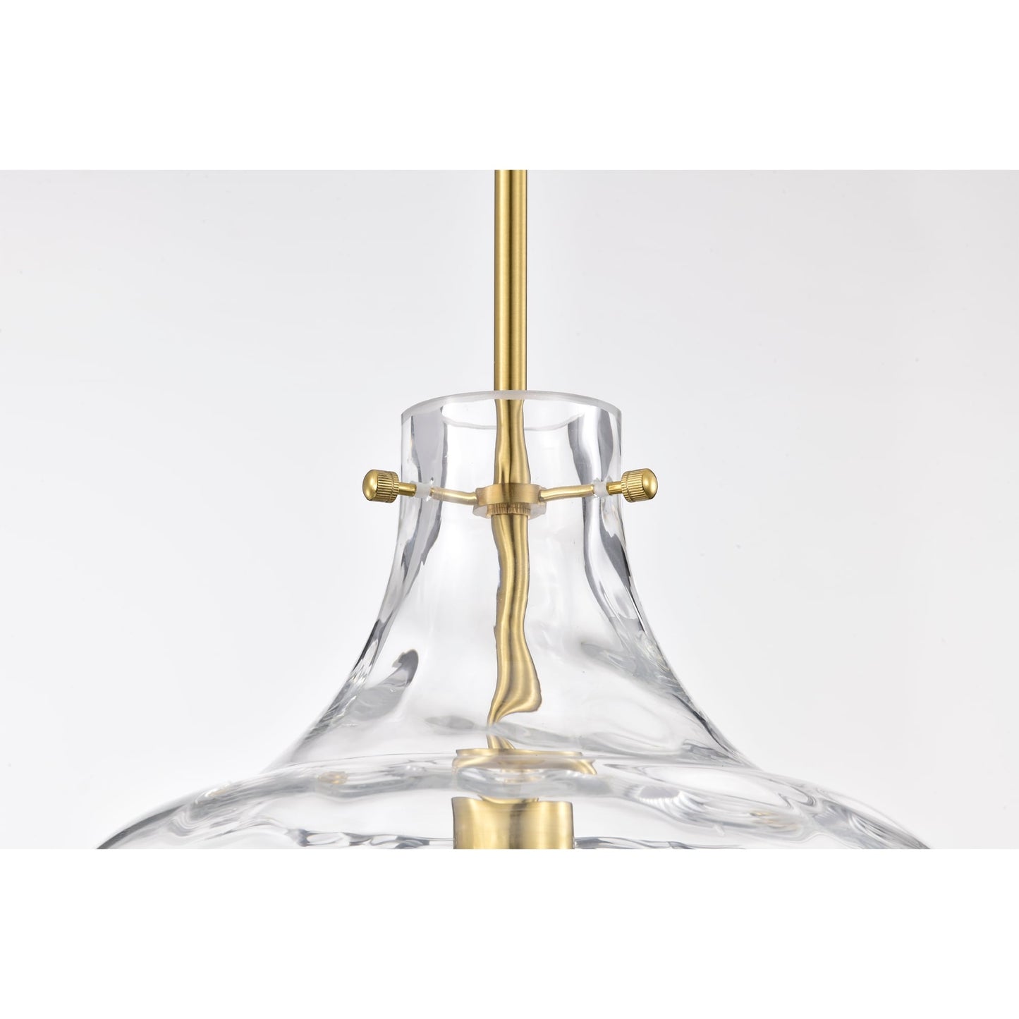 Suspension Daelan en verre transparent alvéolé à une lumière - 30,5 cm