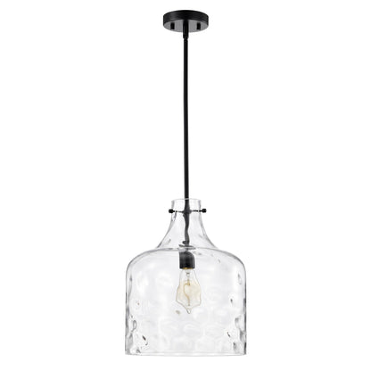 Suspension Daelan en verre transparent alvéolé à une lumière - 30,5 cm