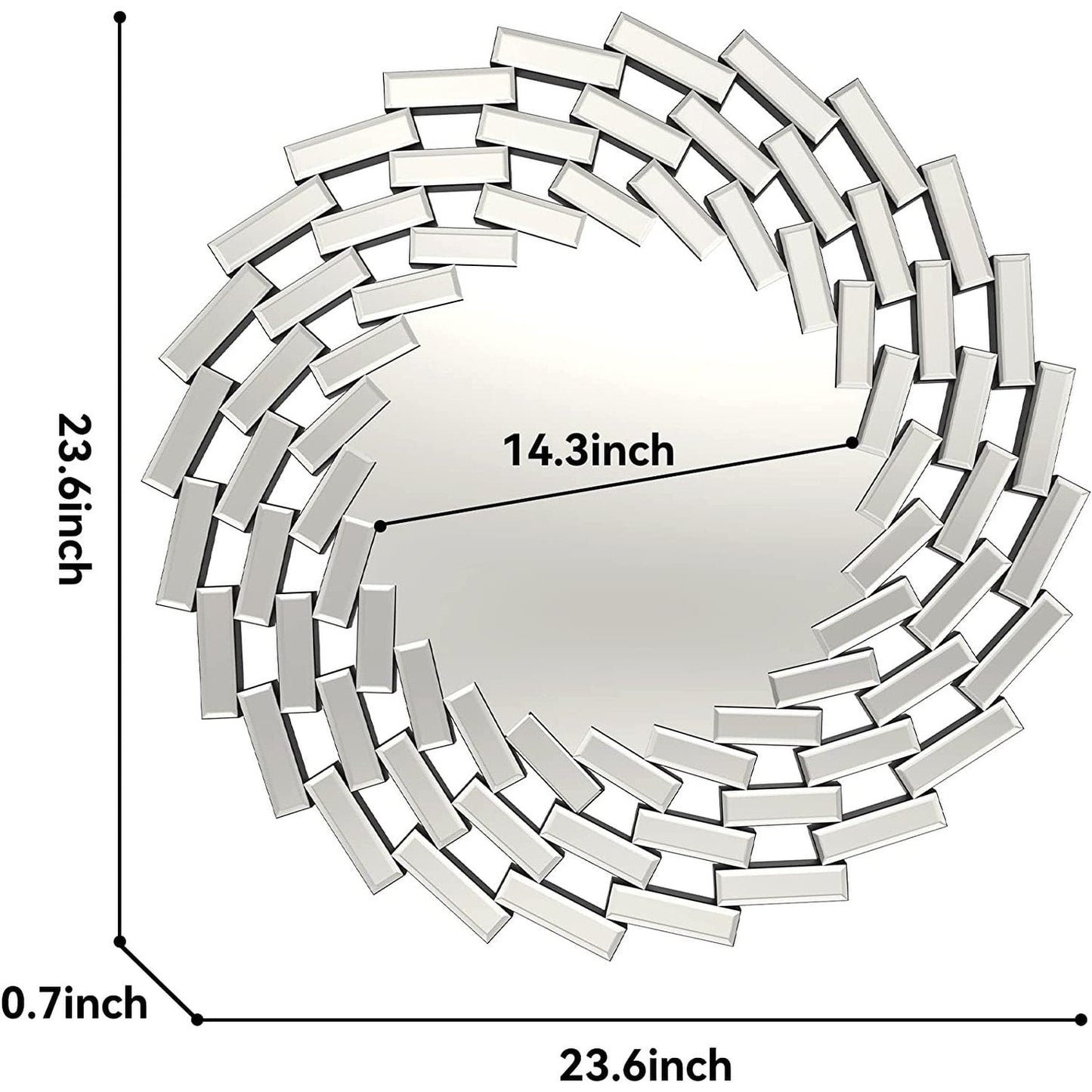Miroir mural rond en forme de soleil