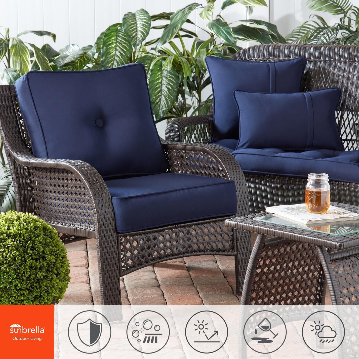 Ensemble de 2 coussins d'extérieur Sunbrella Premium pour siège profond
