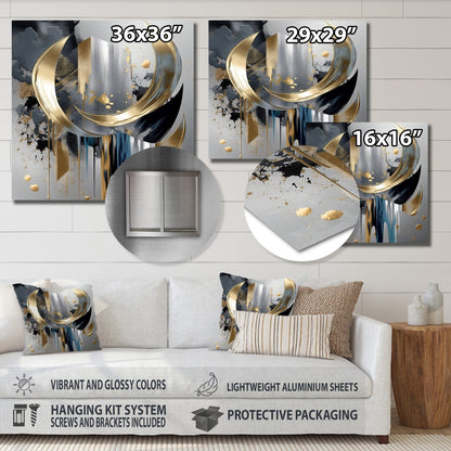 Designart Formes et lignes abstraites | Art mural abstrait en métal et marbre