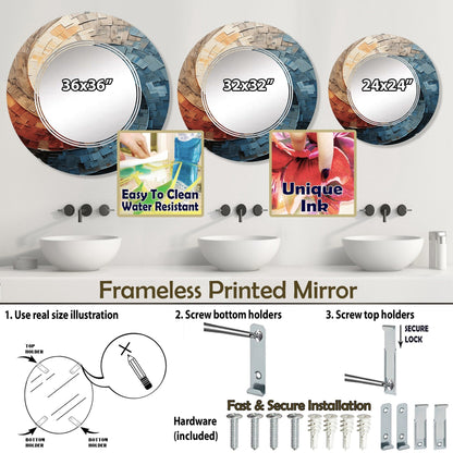 Miroir mural moderne abstrait en spirale avec collage Designart