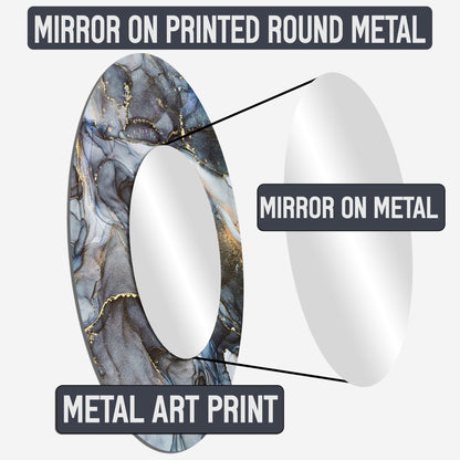 Miroir de salon Designart Gold Black Timeless Turn à spirales abstraites - Grand miroir rond moderne doré