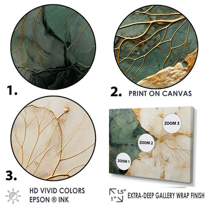 Designart Vert Or Minimalisme Poteries I Spirales Abstraites Art Mural Encadré Salon