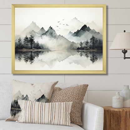 Designart Aquarelle Lac et Forêt Rêve I Paysage de Montagnes Toile Encadrée
