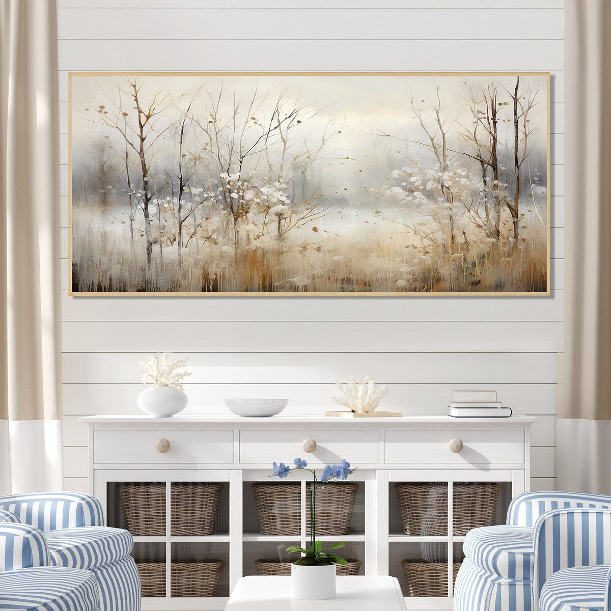 Décoration murale Designart Winter Meadow View Calmness II Meadow Grey - Toile encadrée pour chambre traditionnelle