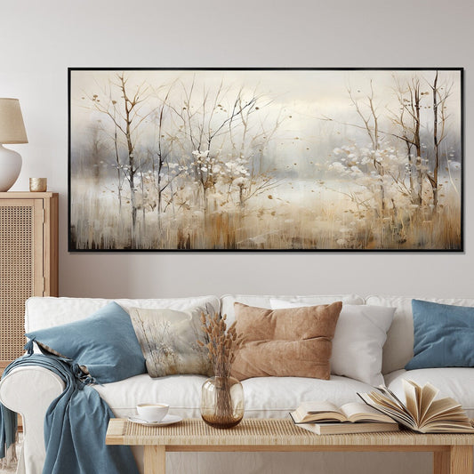 Décoration murale Designart Winter Meadow View Calmness II Meadow Grey - Toile encadrée pour chambre traditionnelle
