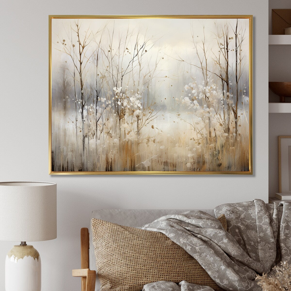 Décoration murale Designart Winter Meadow View Calmness II Meadow Grey - Toile encadrée pour chambre traditionnelle