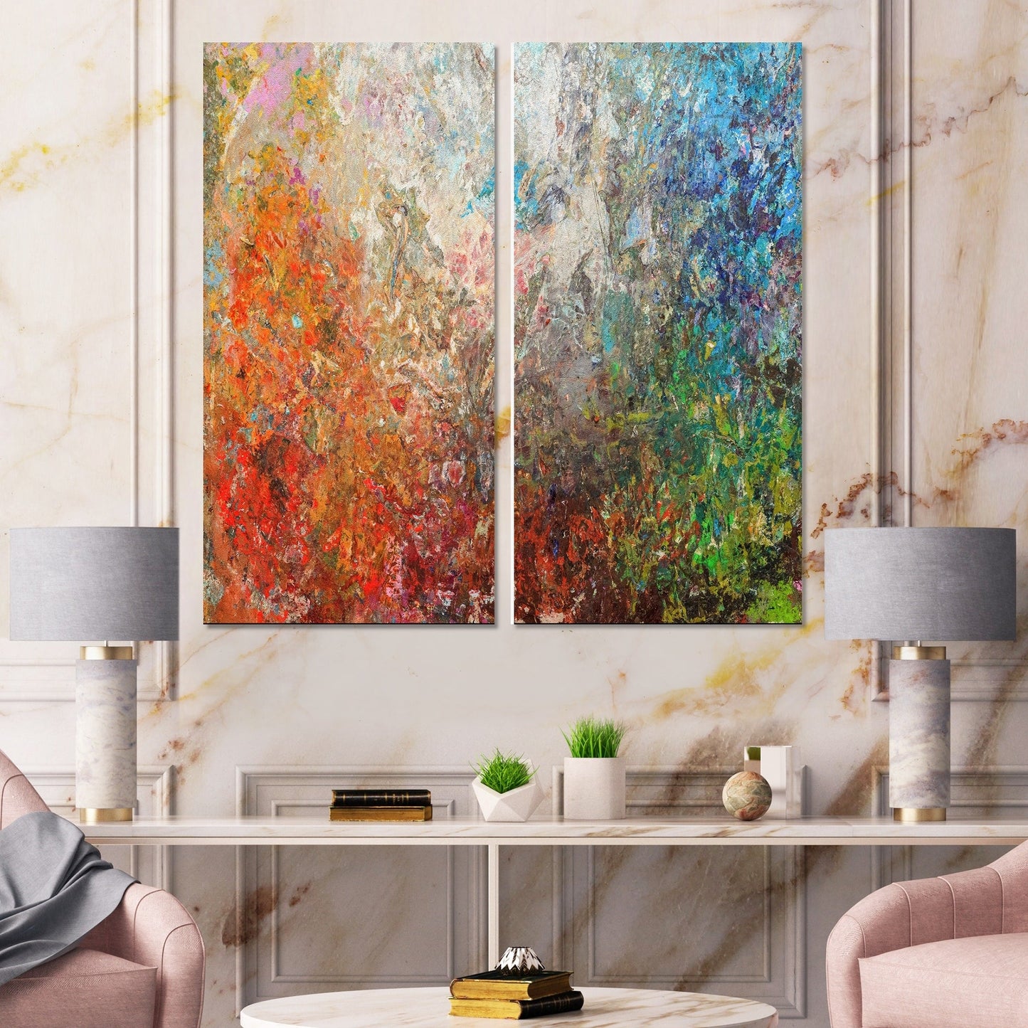 Ensemble de 2 toiles abstraites Designart Board Stained Abstract Art