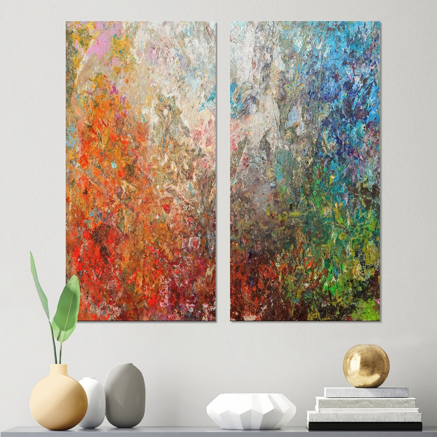 Ensemble de 2 toiles abstraites Designart Board Stained Abstract Art