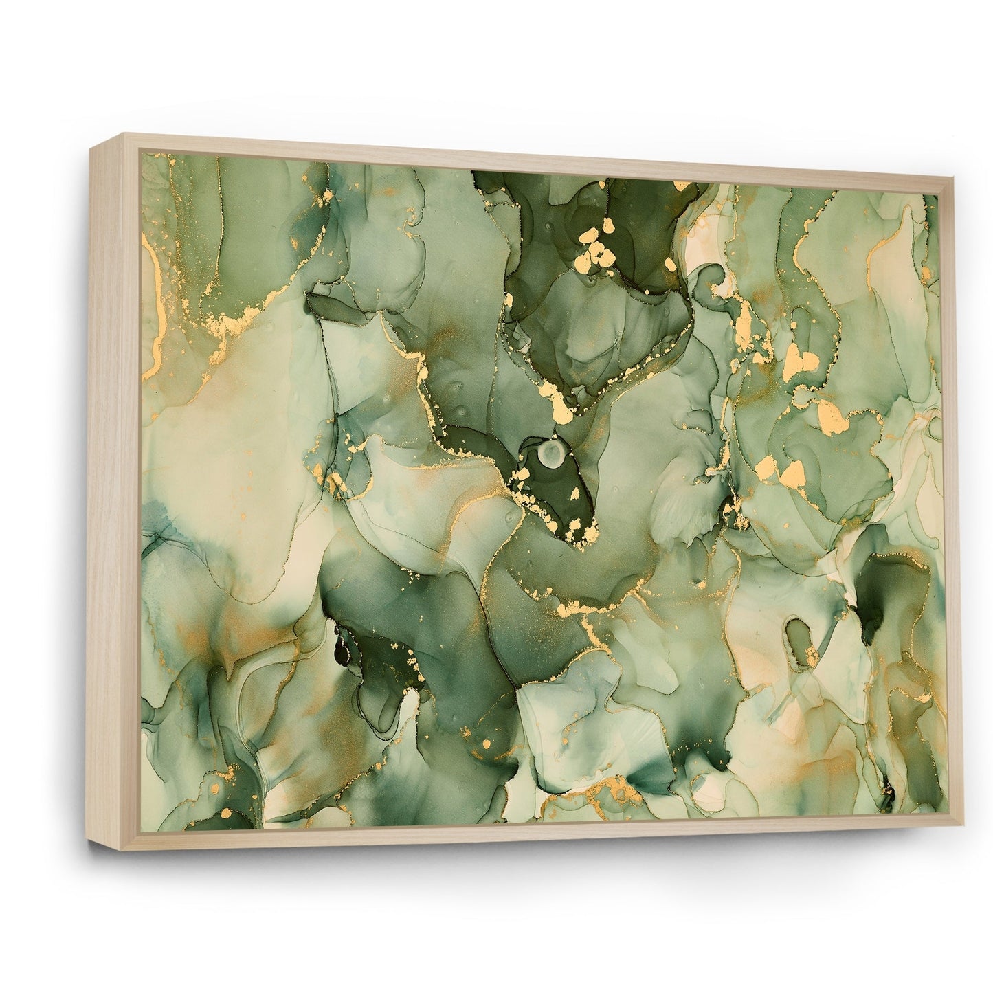 Designart Vert Luxe Abstrait Fluide Art I Impression sur Toile Encadrée Moderne