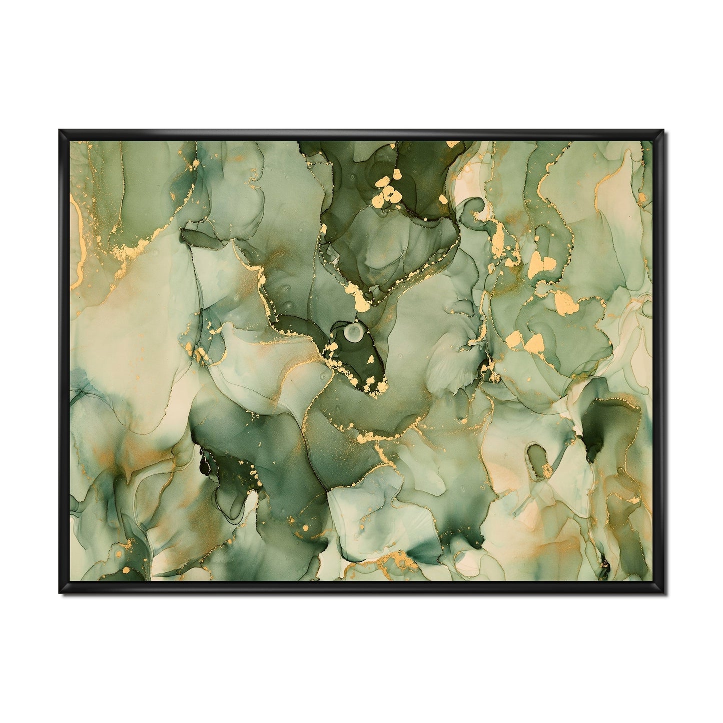 Designart Vert Luxe Abstrait Fluide Art I Impression sur Toile Encadrée Moderne