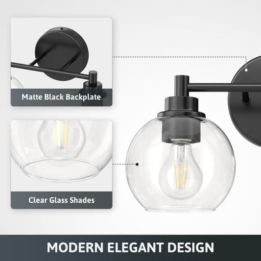 Abat-jour en verre à intensité variable pour applique murale de salle de bain