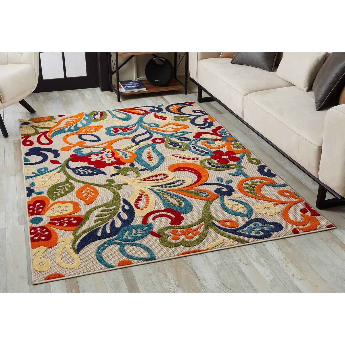 Tapis d'intérieur/extérieur à motif floral Domani Napa