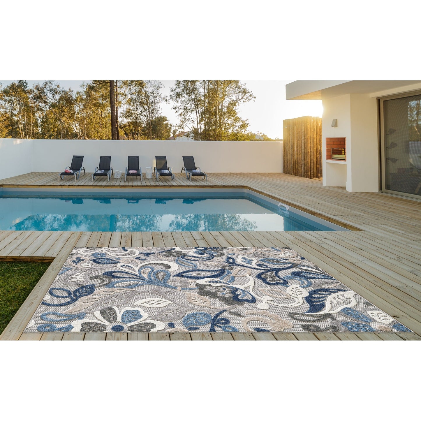 Tapis d'intérieur/extérieur à motif floral Domani Napa