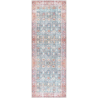 Tapis Domitian traditionnel vintage lavable en machine, tissé artistiquement