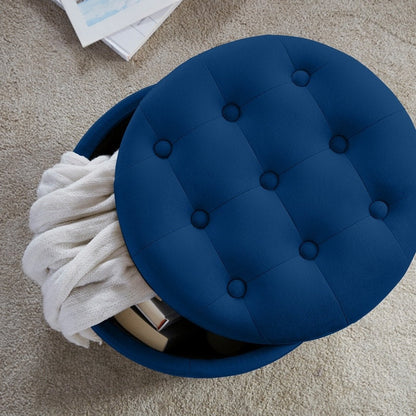 Pouf de rangement rond capitonné Donovan