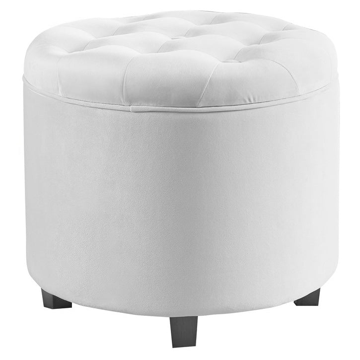 Pouf de rangement rond capitonné Donovan