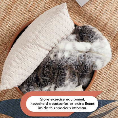 Pouf de rangement rond capitonné Donovan