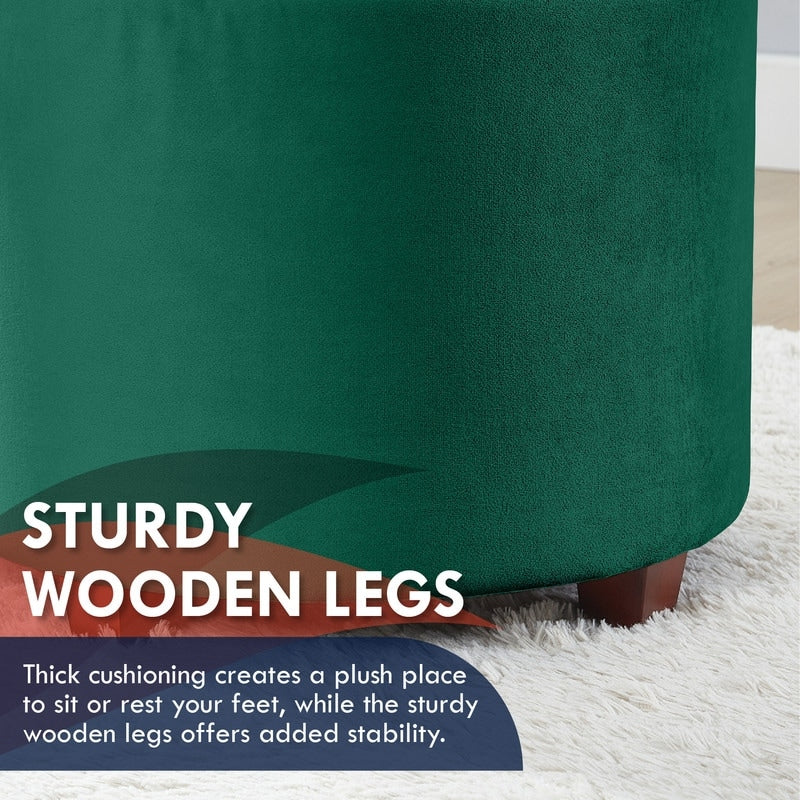 Pouf de rangement rond capitonné Donovan