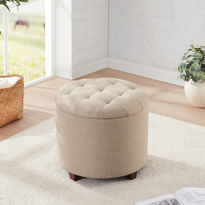 Pouf de rangement rond capitonné Donovan