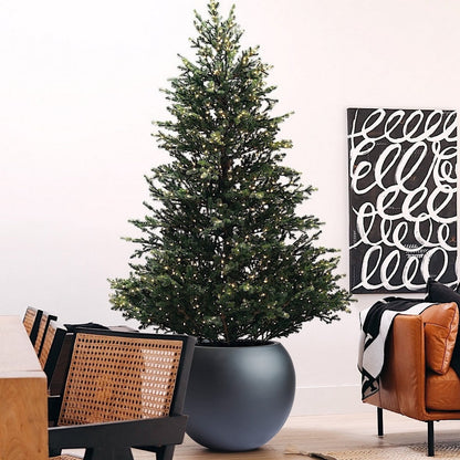 Jardinière sphérique moderne en fibre de pierre Riverside de DreamPatio pour intérieur/extérieur