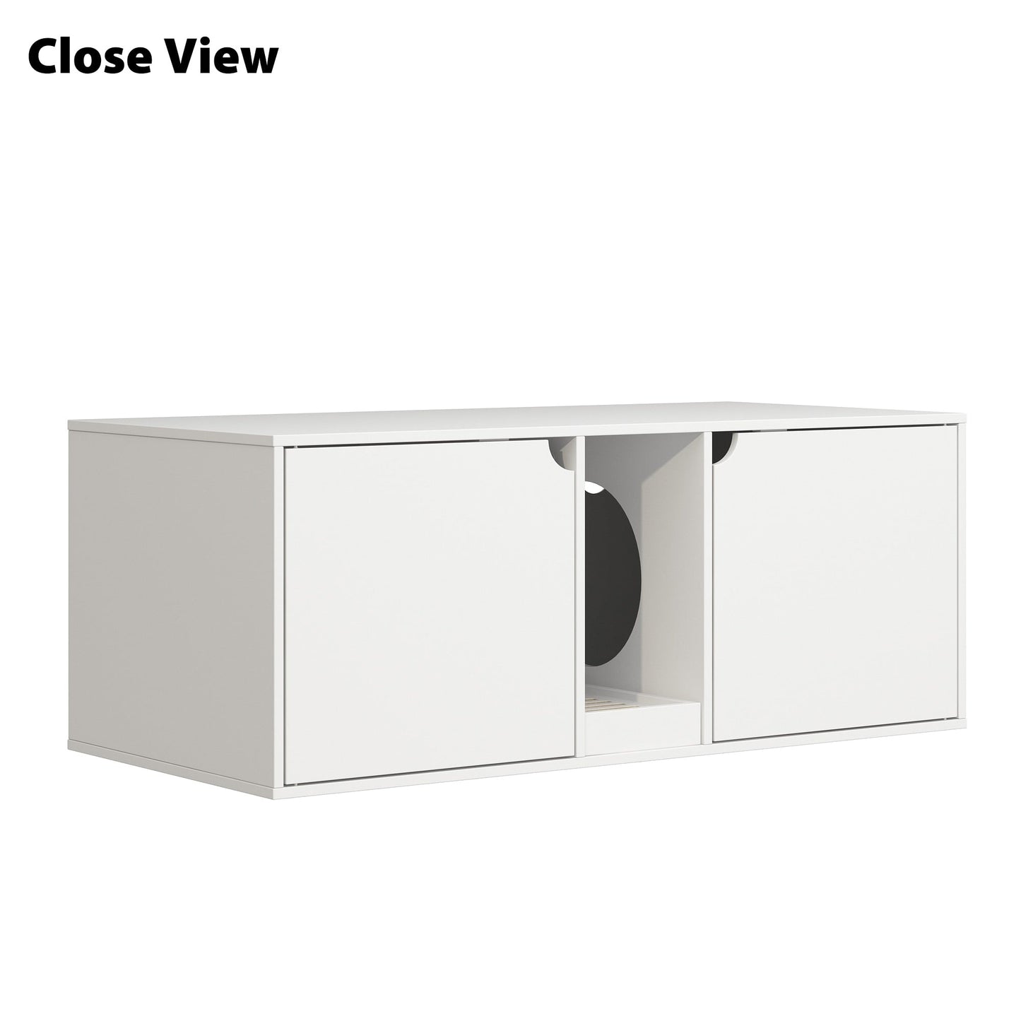 Meuble multifonctionnel pour bac à litière à double compartiment