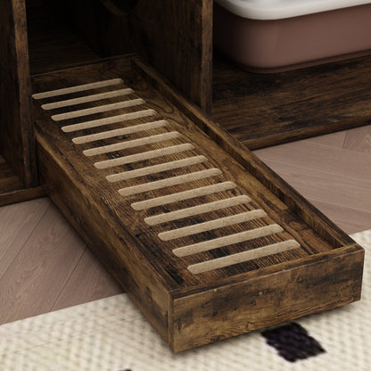 Meuble multifonctionnel pour bac à litière à double compartiment