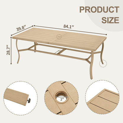 Ensemble de salle à manger de patio en aluminium EGEIROS LIFE AluLux 9 pièces avec 2 chaises pivotantes, 6 chaises et coussins lavables