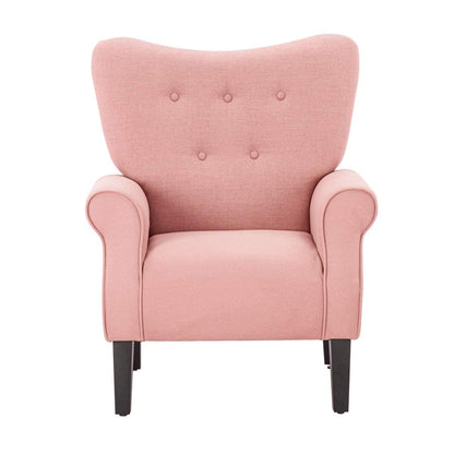 Fauteuil d'appoint moderne Erommy, fauteuil à dossier haut, canapé simple en tissu rembourré avec pieds en bois pour le salon