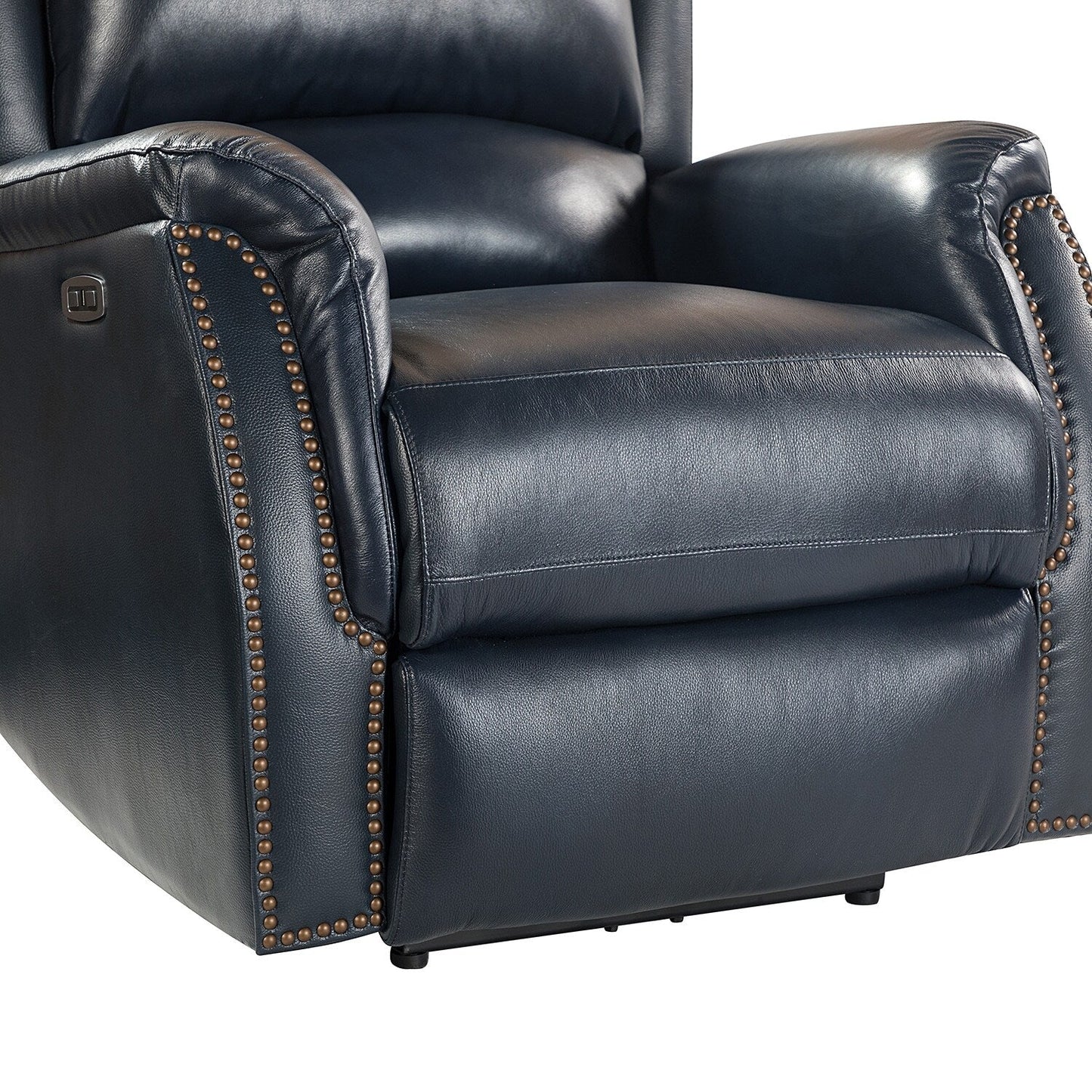 Fauteuil inclinable électrique en cuir véritable Eduardo avec port USB, lot de 2
