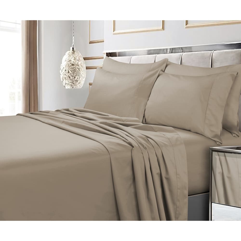 Ensemble de draps 6 pièces en coton égyptien 600 fils/cm² à poches extra profondes