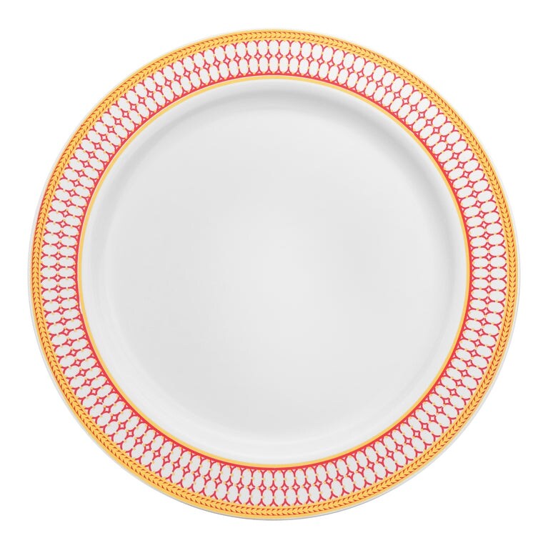 Assiettes jetables en plastique avec bordure dorée élégante - Articles de fête