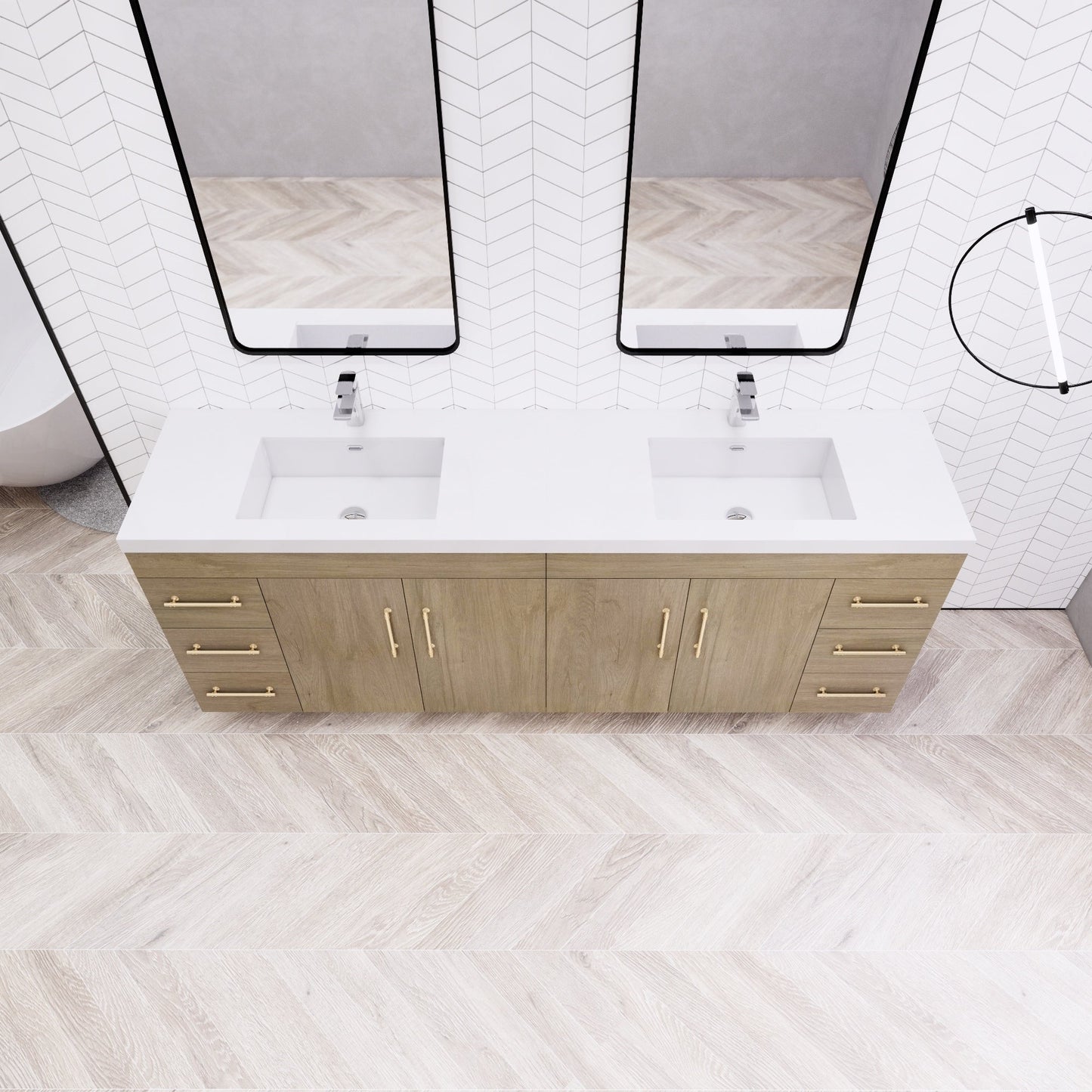 Meuble-lavabo autoportant Eliza de 72 po avec double vasque