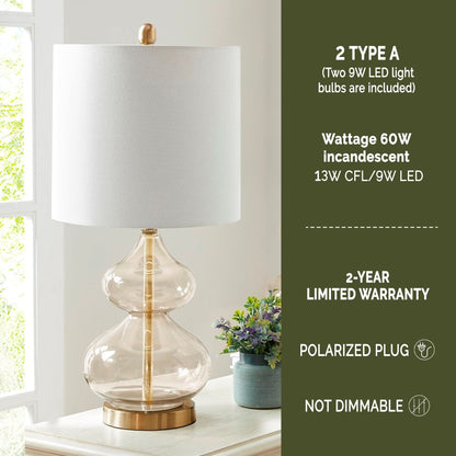 Lampe de table en verre en forme de gourde incurvée, lot de 2