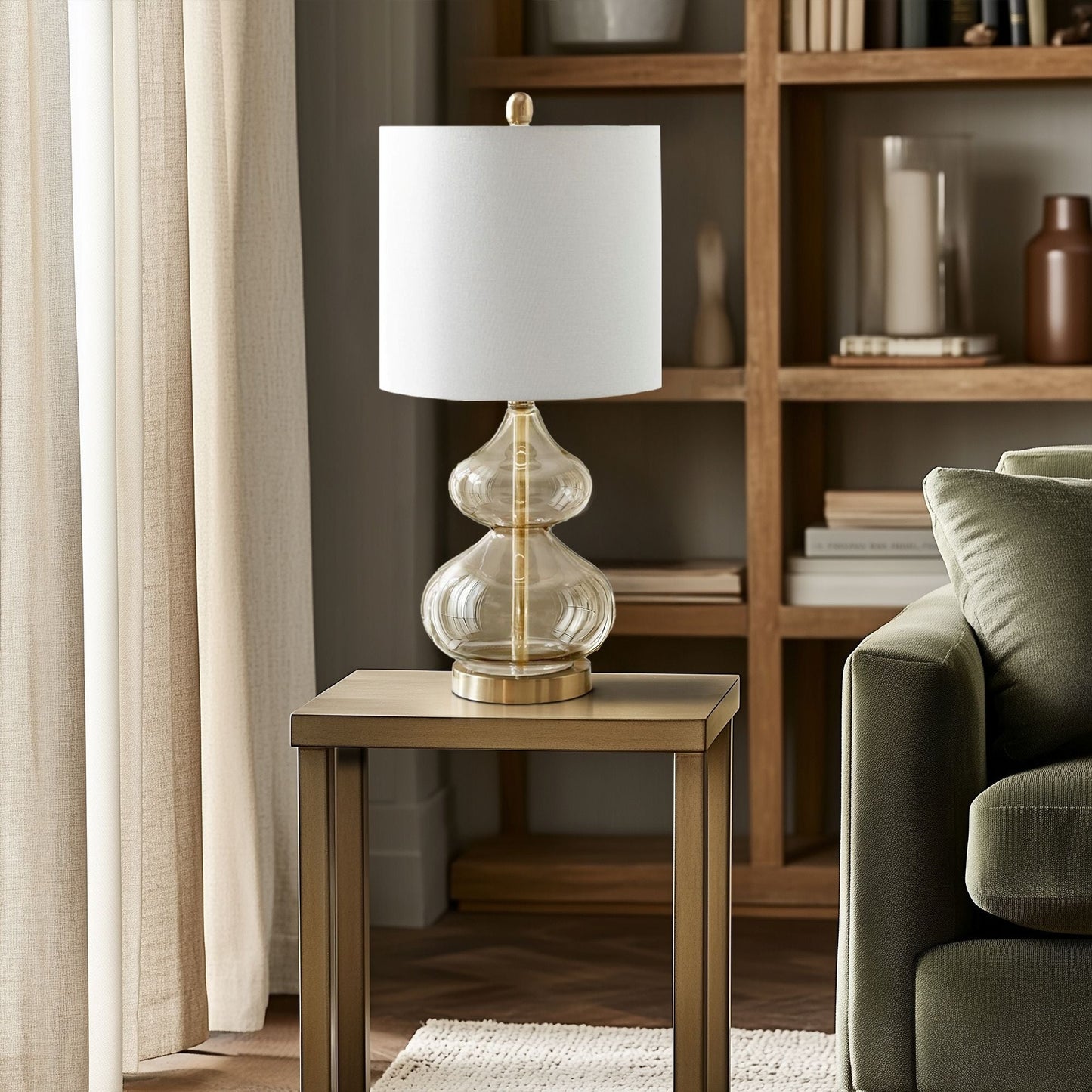 Lampe de table en verre en forme de gourde incurvée, lot de 2