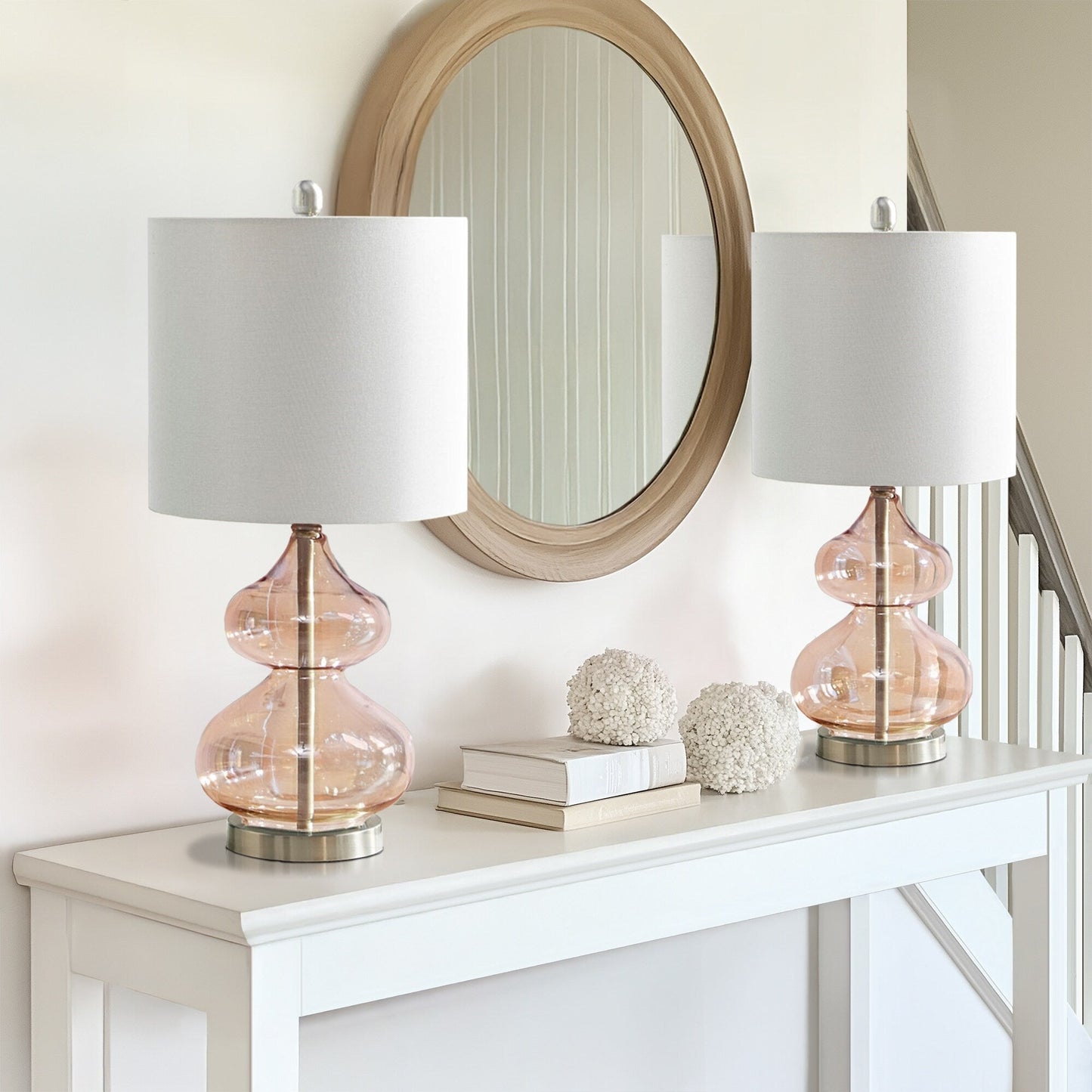 Lampe de table en verre en forme de gourde incurvée, lot de 2