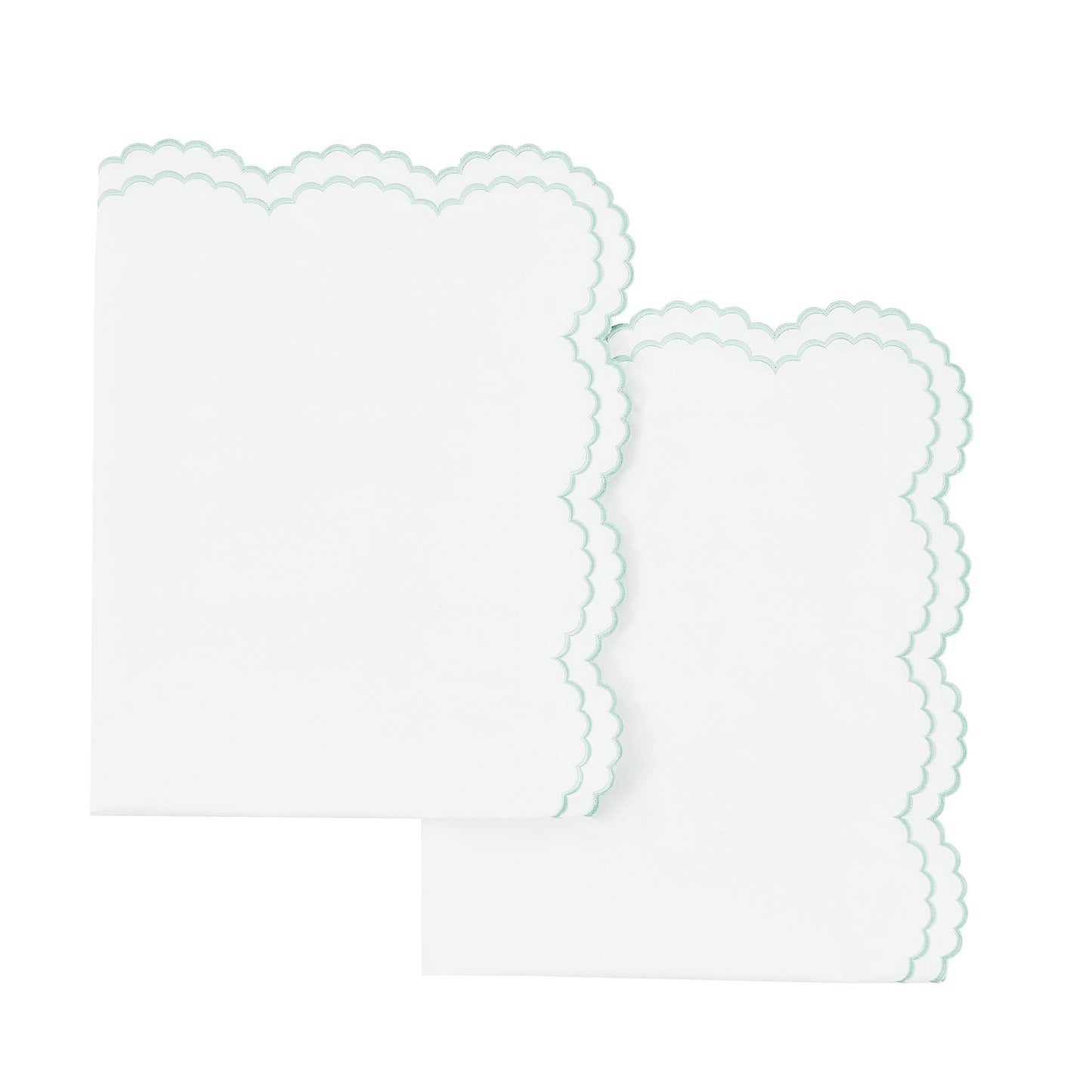 Parure de lit double festonnée en percale de coton frais brodée avec taie d'oreiller