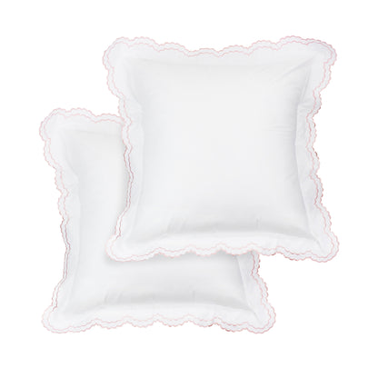 Parure de lit double festonnée en percale de coton frais brodée avec taie d'oreiller